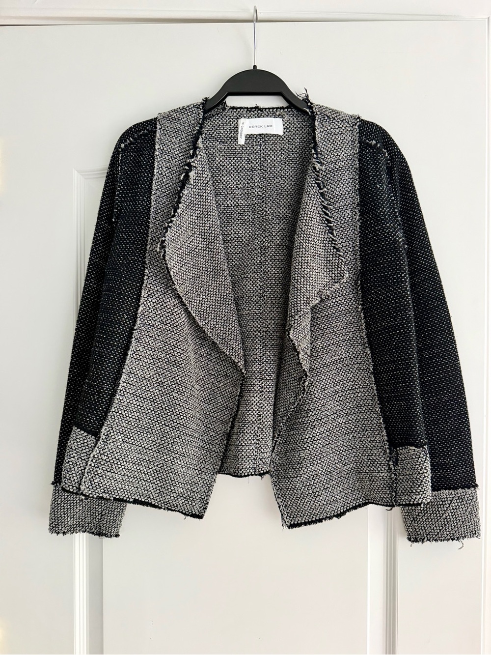Derek Lam 10 Crosby Black & Gray Open-Front Jacket